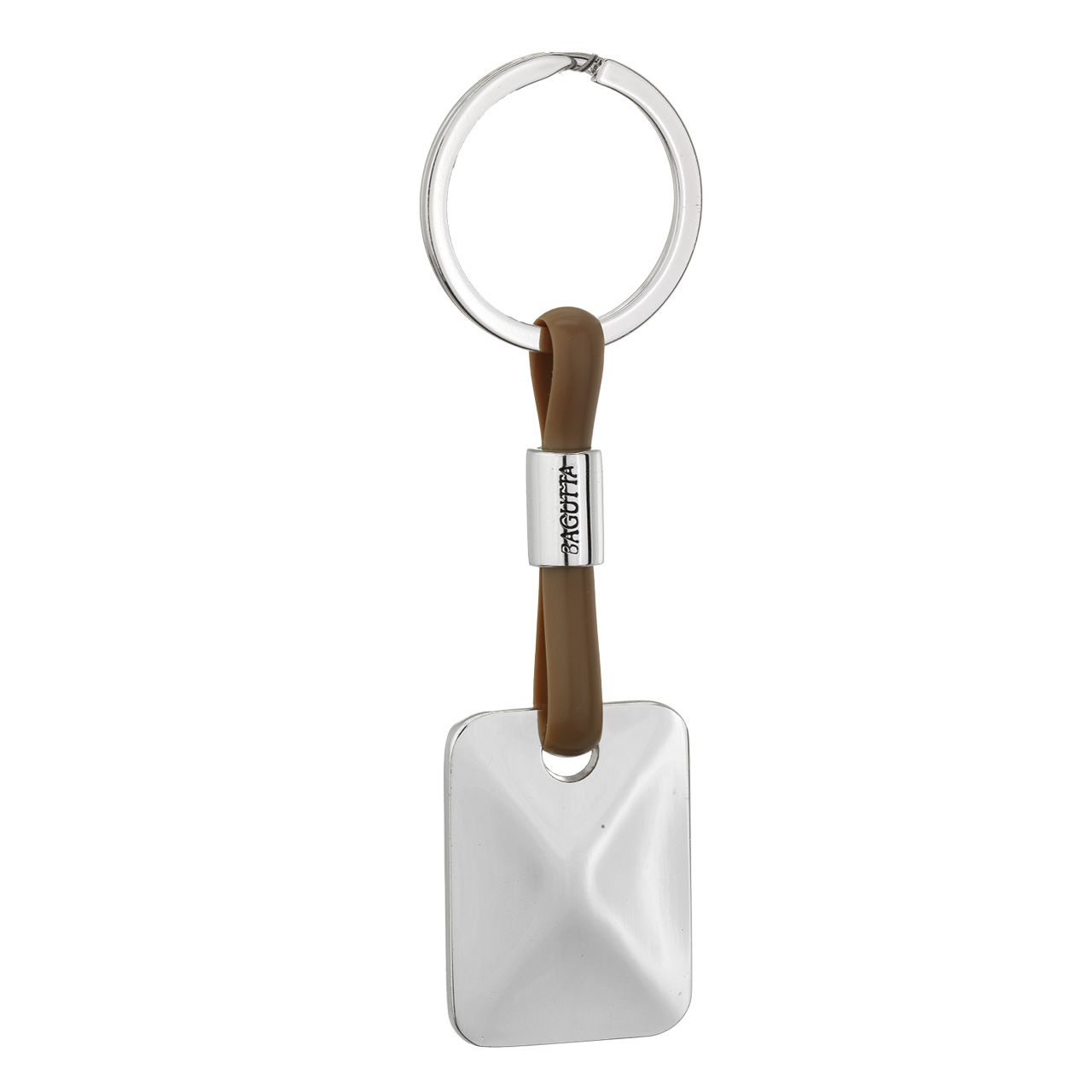 PORTACHIAVI SILVER PLATED CON CORDONE IN SILICONE CREMA